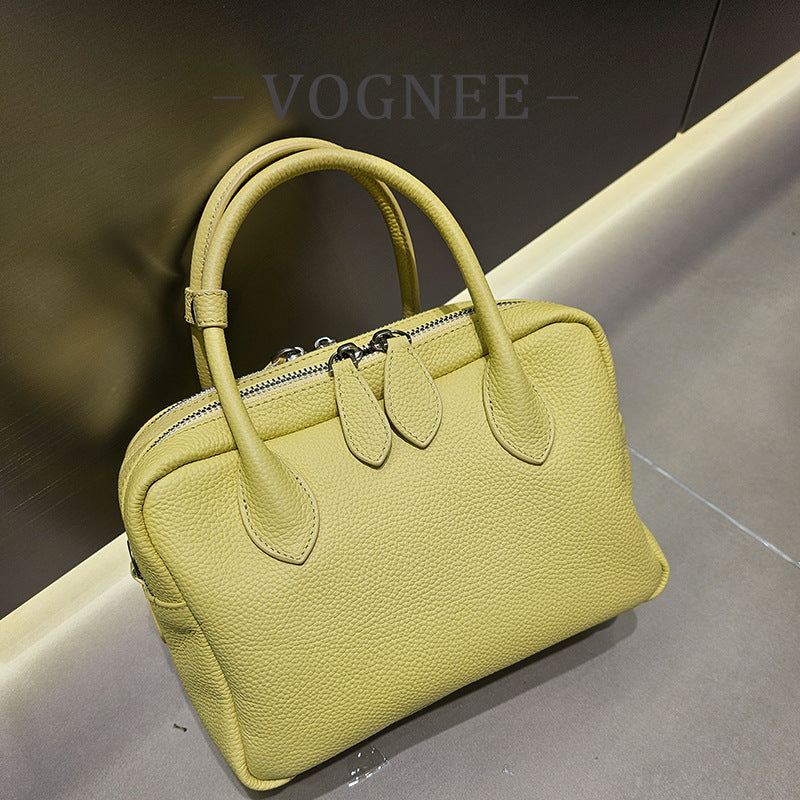 Women's Classic Fashion First Layer Cowhide Boston Women's Handbag