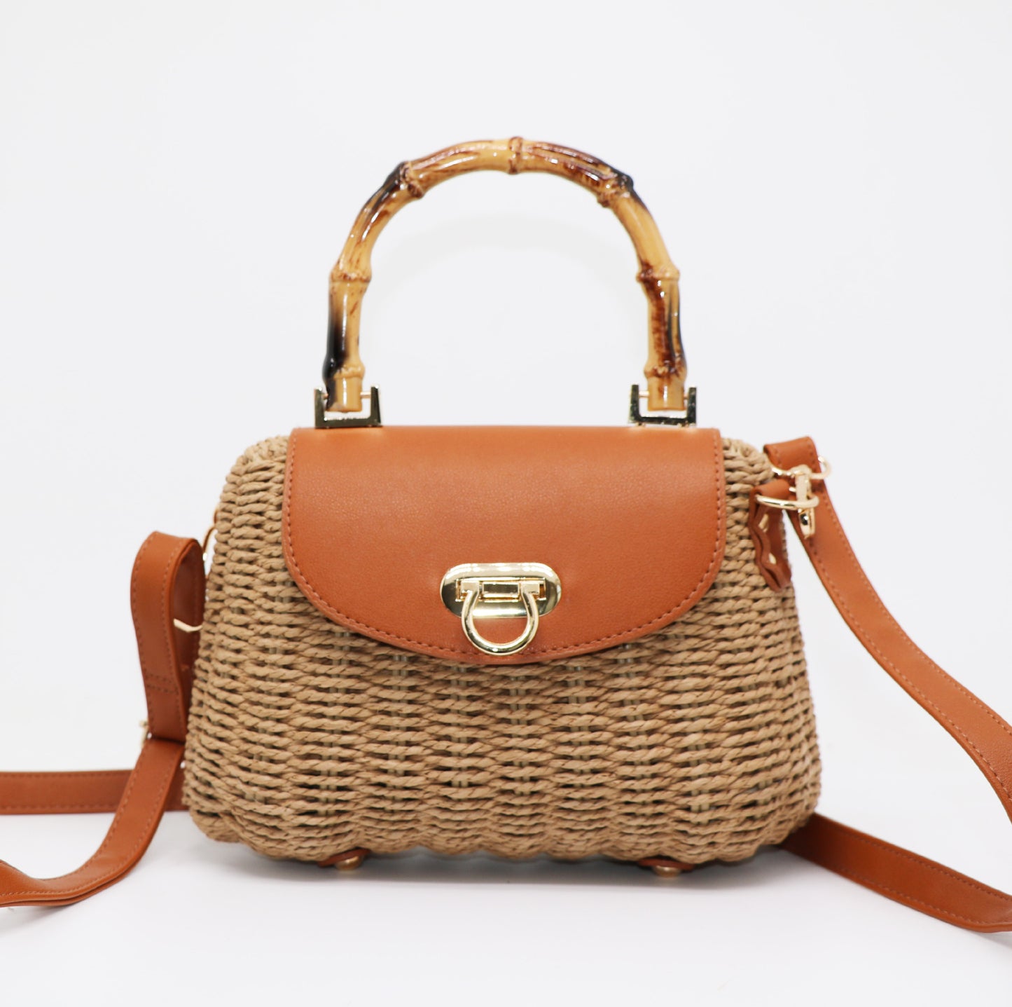 Hand-woven Female Paper String Frame Cow Women's Shoulder Bag