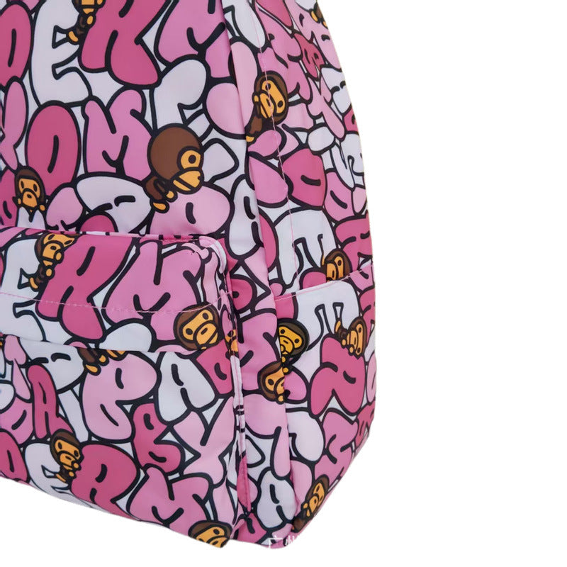 Women's & Men's Cartoon Little Monkey Letter Fashion Couple Leisure Backpack