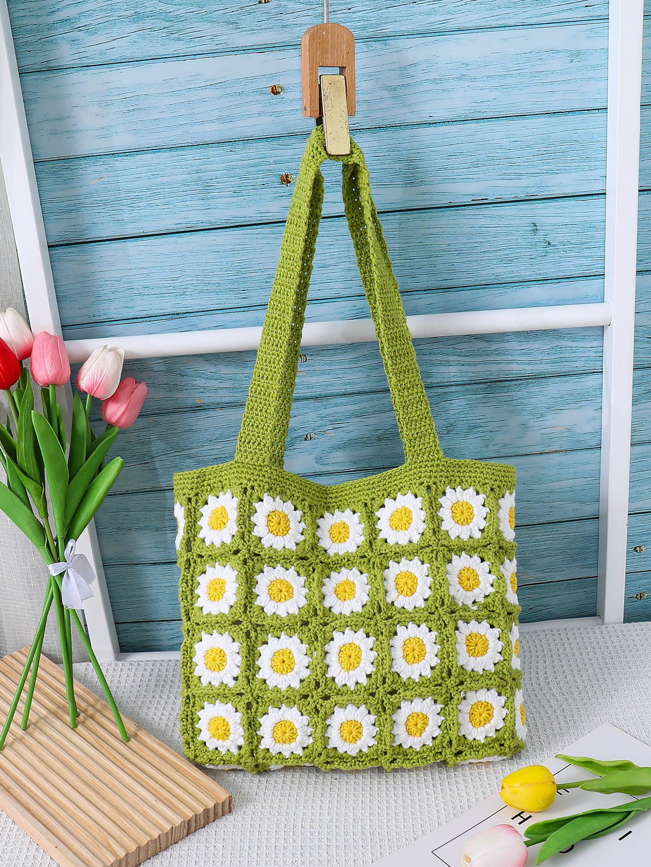 Women's Little Daisy Flower Literary Hand-woven Bags