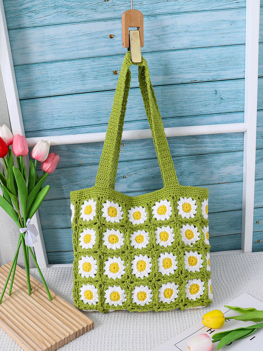 Women's Little Daisy Flower Literary Hand-woven Bags