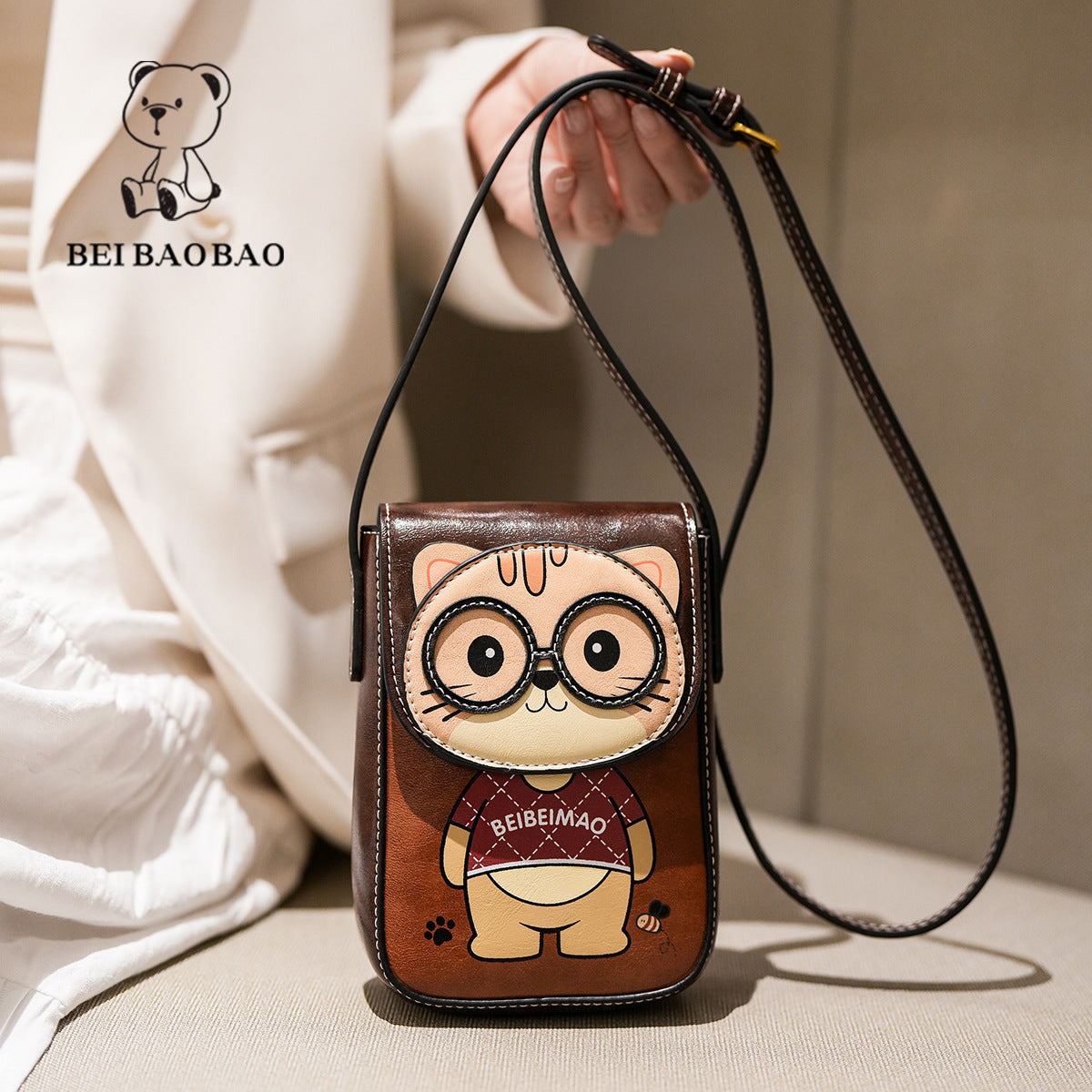 Durable Source Cartoon Cute Leisure Sling Mobile Phone Bag