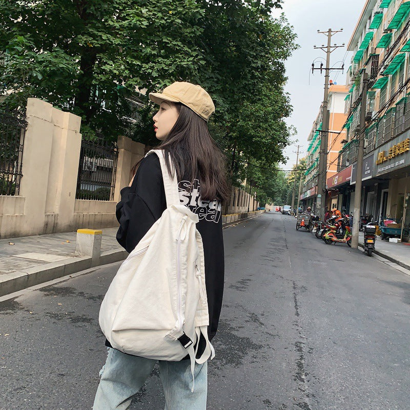 Women's & Men's Large Capacity Fashion Pure Color Washed Leisure Backpack