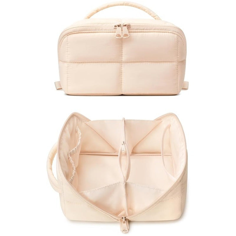 Candy Color Quilted Cotton Bubble Storage Makeup Bag