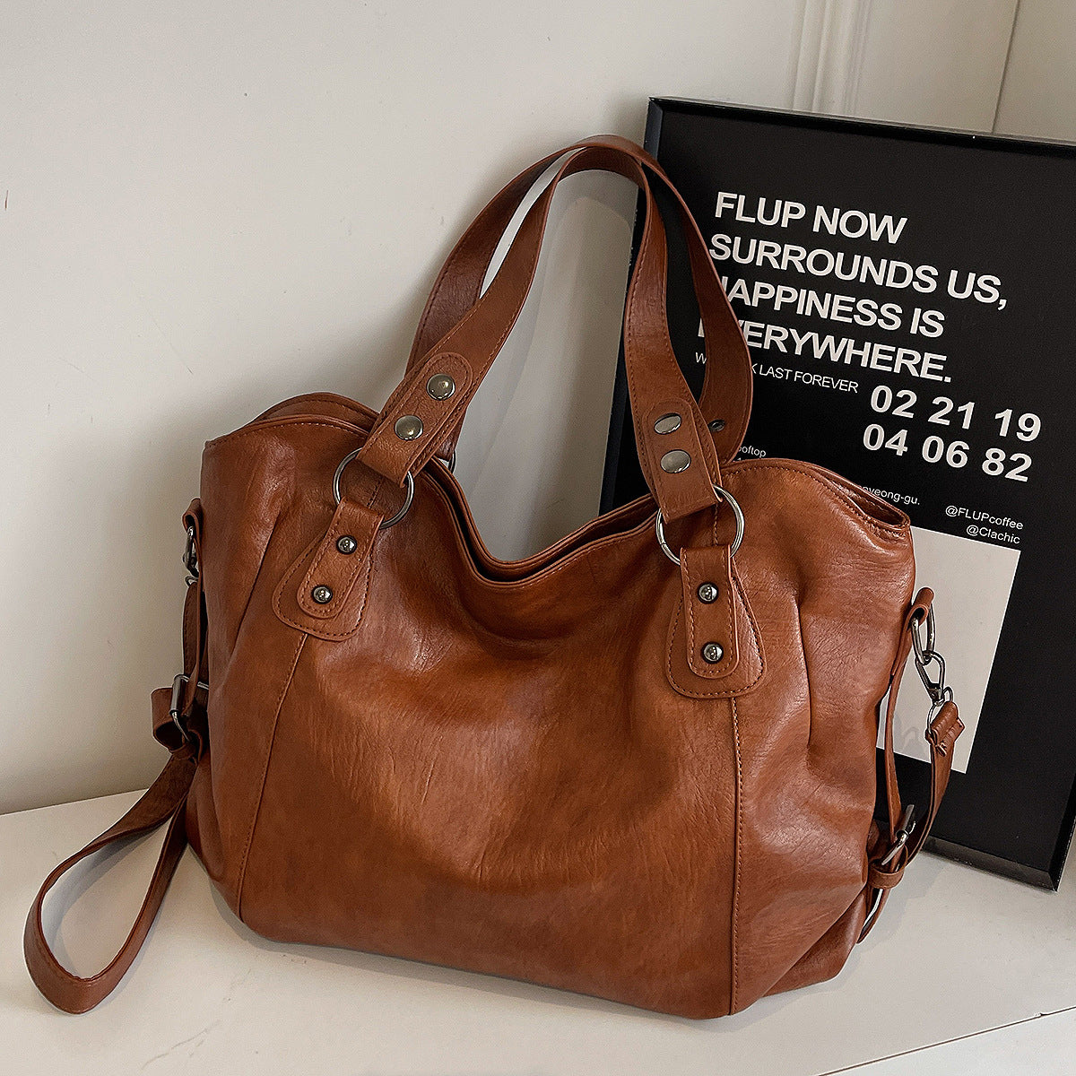 Fashion Simple Solid Color Everyday Joker Large Capacity Retro Tote Bag