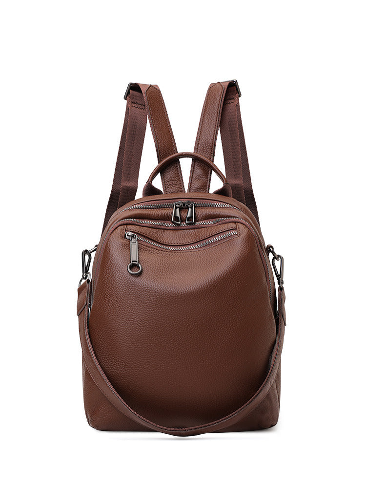 Women's Soft Genuine Leather Surface Design Commuter Backpacks
