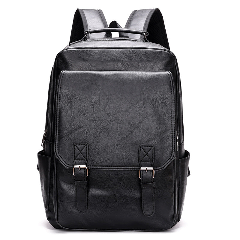 Men's Trendy Leather Large Capacity Computer Business Leisure Backpack