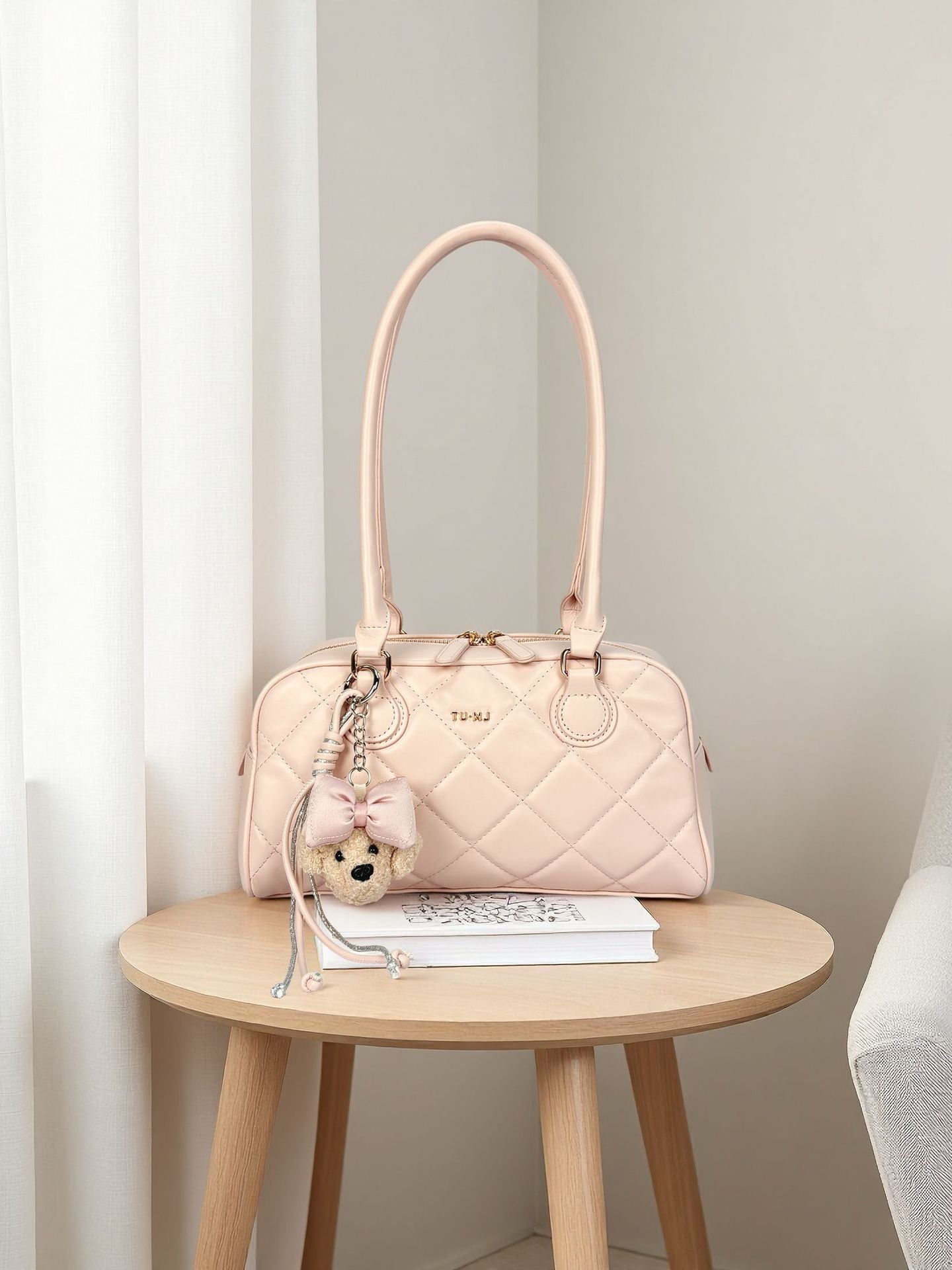 Women's Style Flower Moment Underarm Rhombus Boston Women's Shoulder Bag