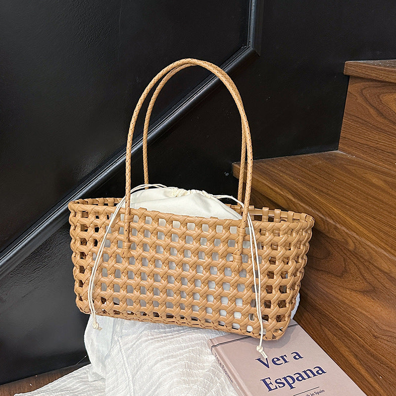 Women's Summer Super Hot Woven Large Capacity Picnic Lunch Box Seaside Bags