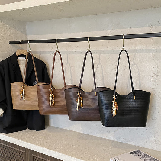 Women's Korean Straw Plaited Portable Autumn Large Capacity Tide Tote Bag