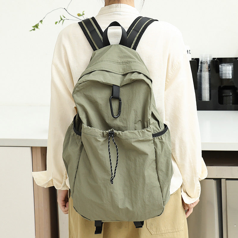 Leisure Artistic Canvas Versatile Fashion Pleated Nylon Drawstring Oxford Backpacks