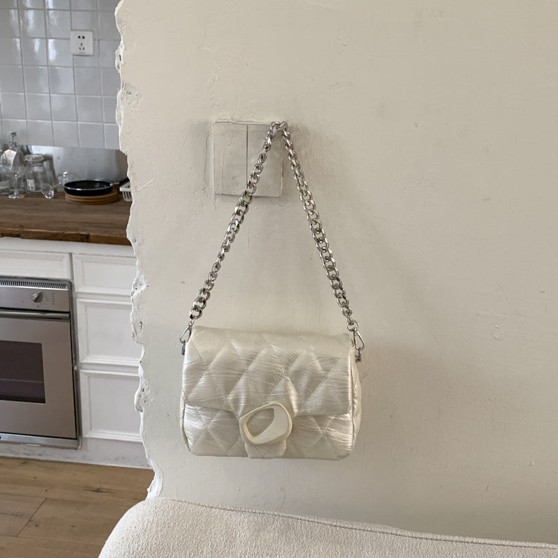 Women's Spring Simple Fashion Embroidery Line Chain Good-looking Small Square Bags