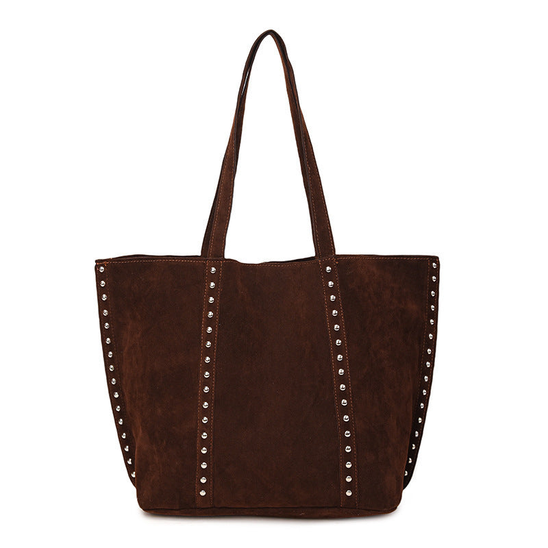 Suede Large Capacity Premium Rivet Vintage Women's Shoulder Bag