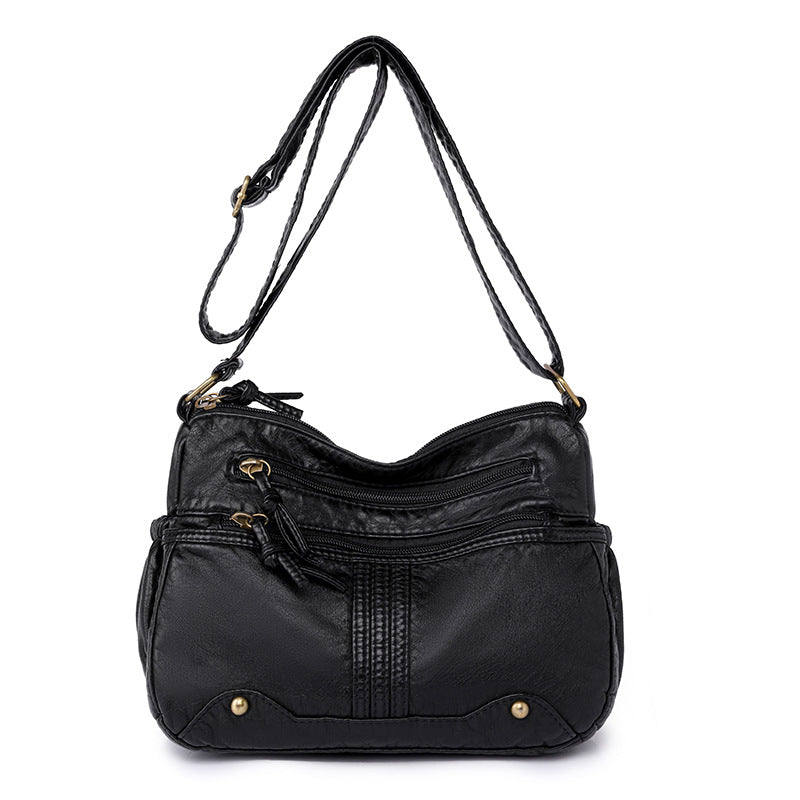 Women's Washed Leather Vintage Versatile Large Capacity Soft Women's Shoulder Bag