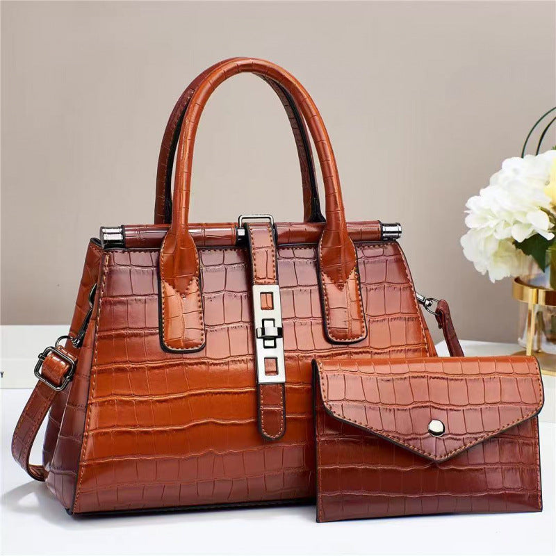 Versatile Two-piece Alligator Print Graceful Fashion Women's Handbag
