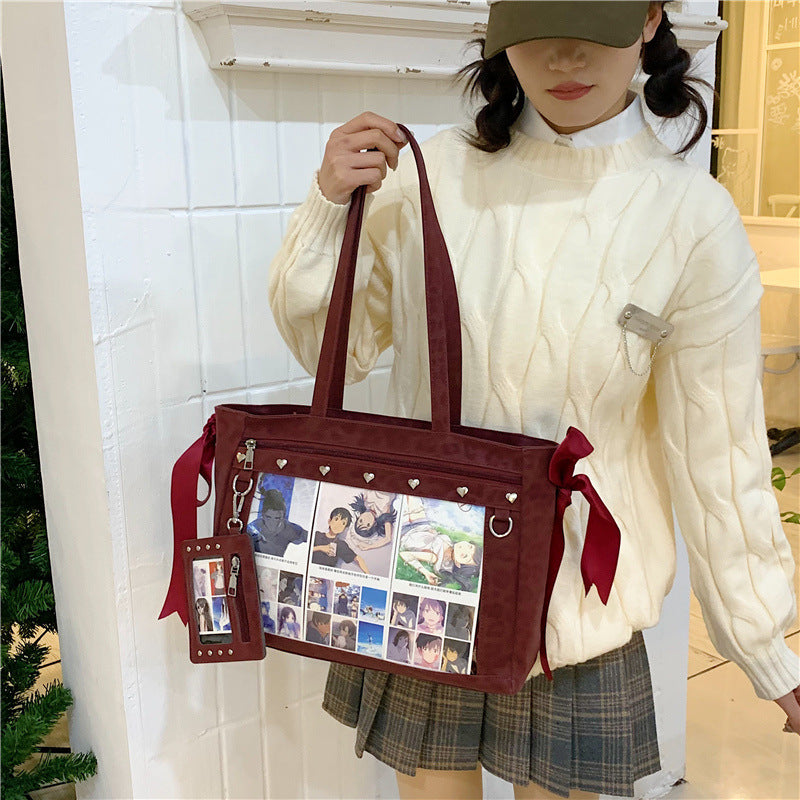 Fashionable Two-dimensional Transparent Cartoon Elegant Advanced Women's Shoulder Bag