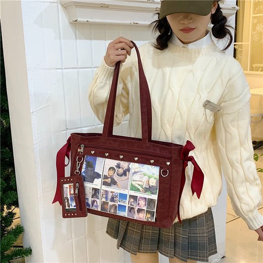 Fashionable Two-dimensional Transparent Cartoon Elegant Advanced Women's Shoulder Bag