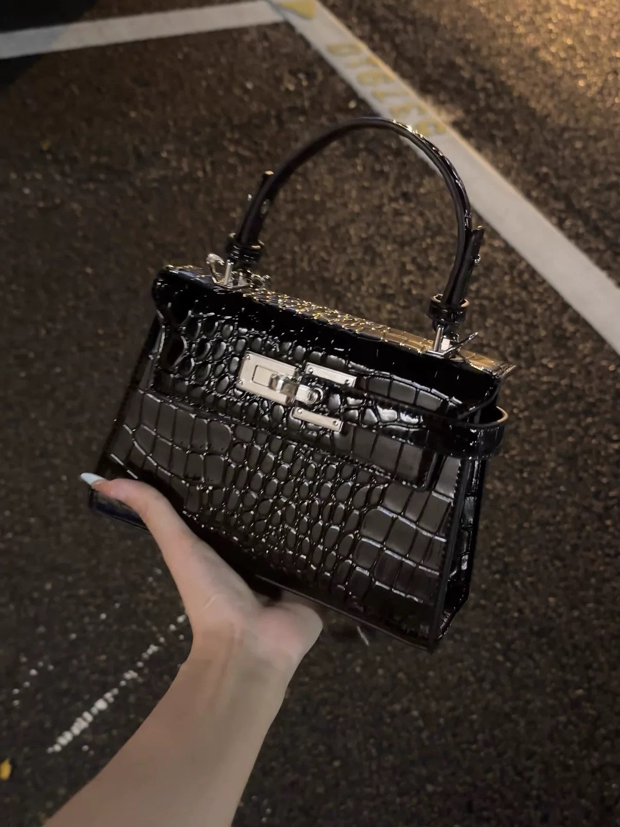 High Sense Niche Crocodile Pattern Kelly Bags