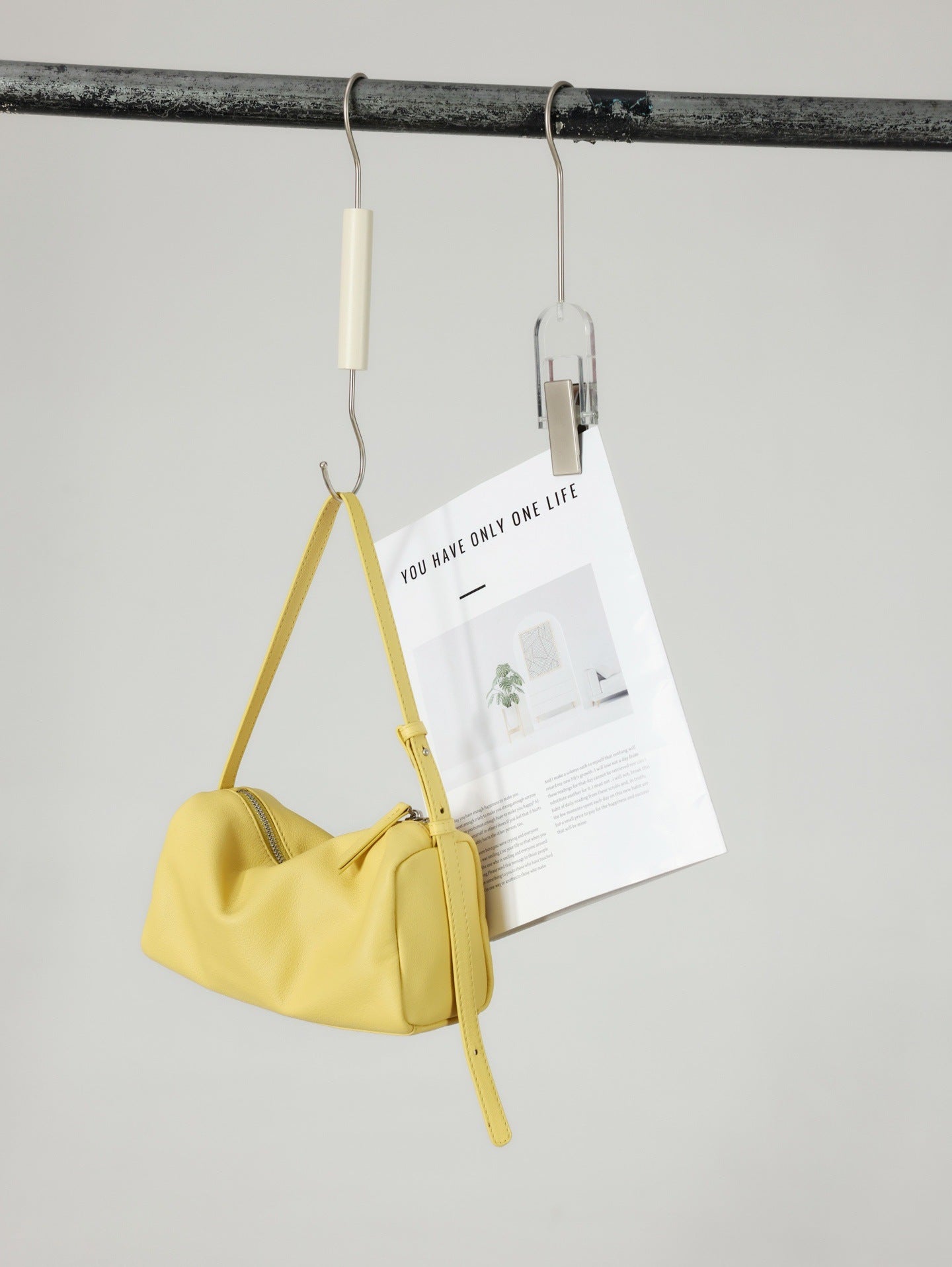 Minimalist Solid Color Korean Style High Sense Niche Leather Cylinder Underarm Bag