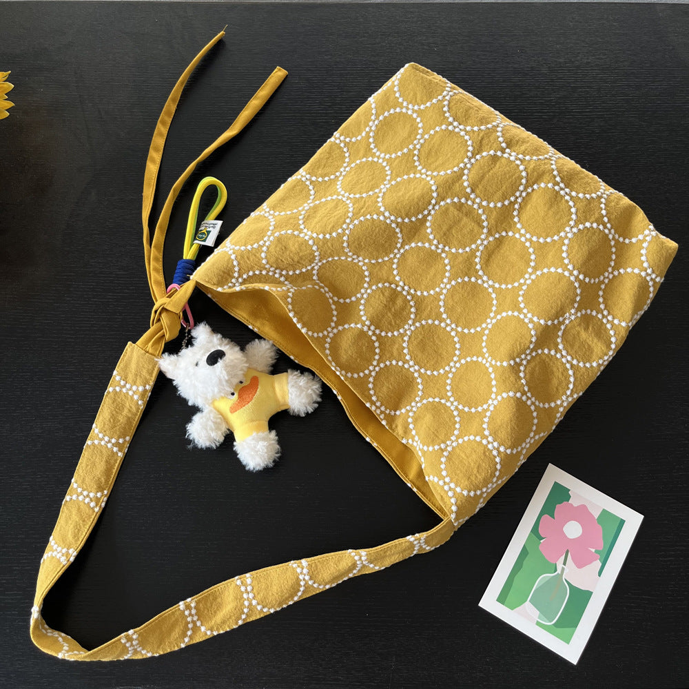 Style Ming Yellow Tambourine Linen Embroidered Bags