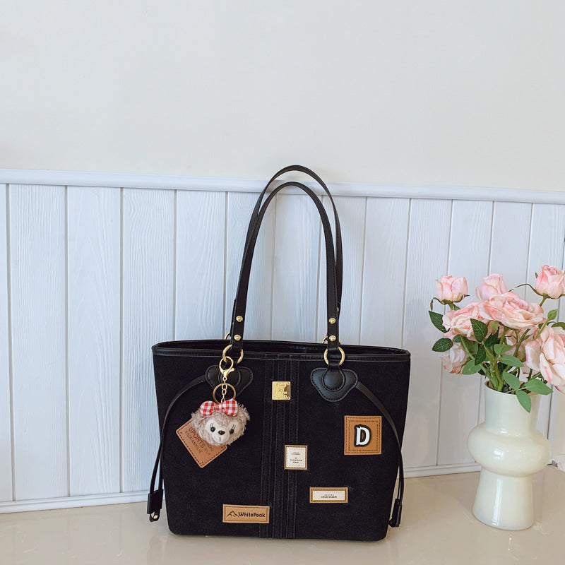 Women's Commuter Retro Dull Polish Korean Bear Cute Large Tote Bag