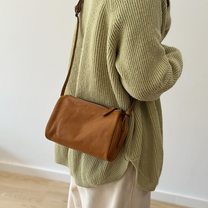 Mini Genuine Leather Female Hand Vegetable Tanned Cowhide Spring Pencil Women's Handbag