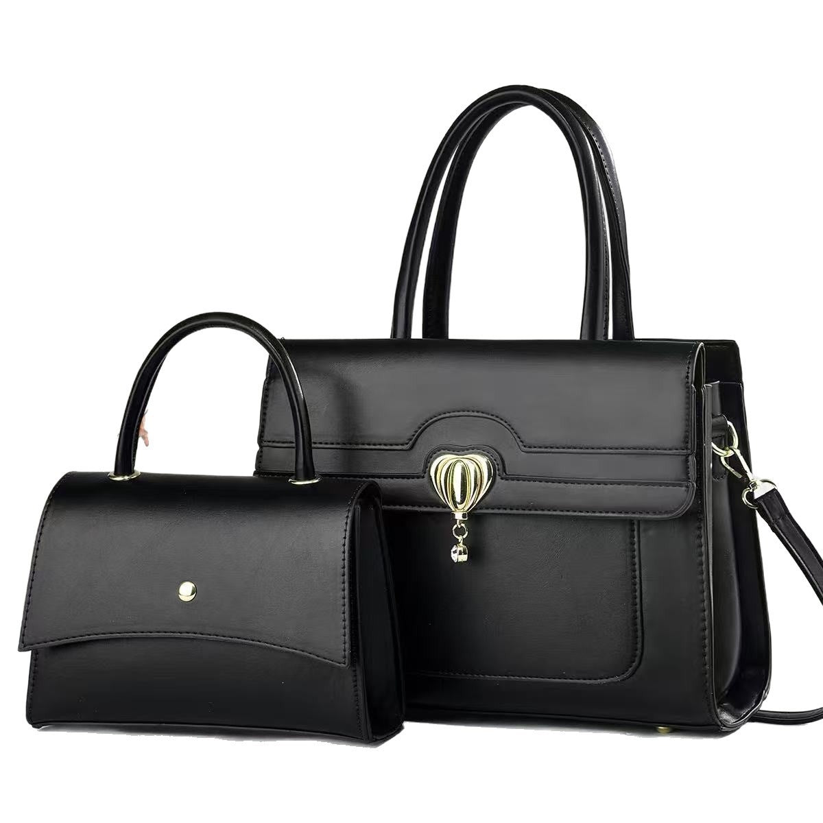 Two-piece Solid Color Retro Large Capacity Bags