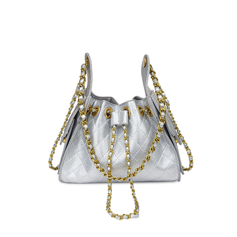 Daily Feeling Rhombus Drawstring Female Classic Bucket Bag