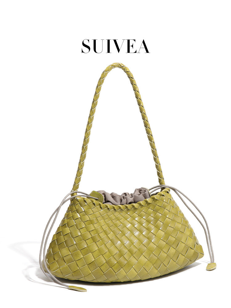 Women's Niche Underarm Woven Vegetable Basket Personality Bucket Bags