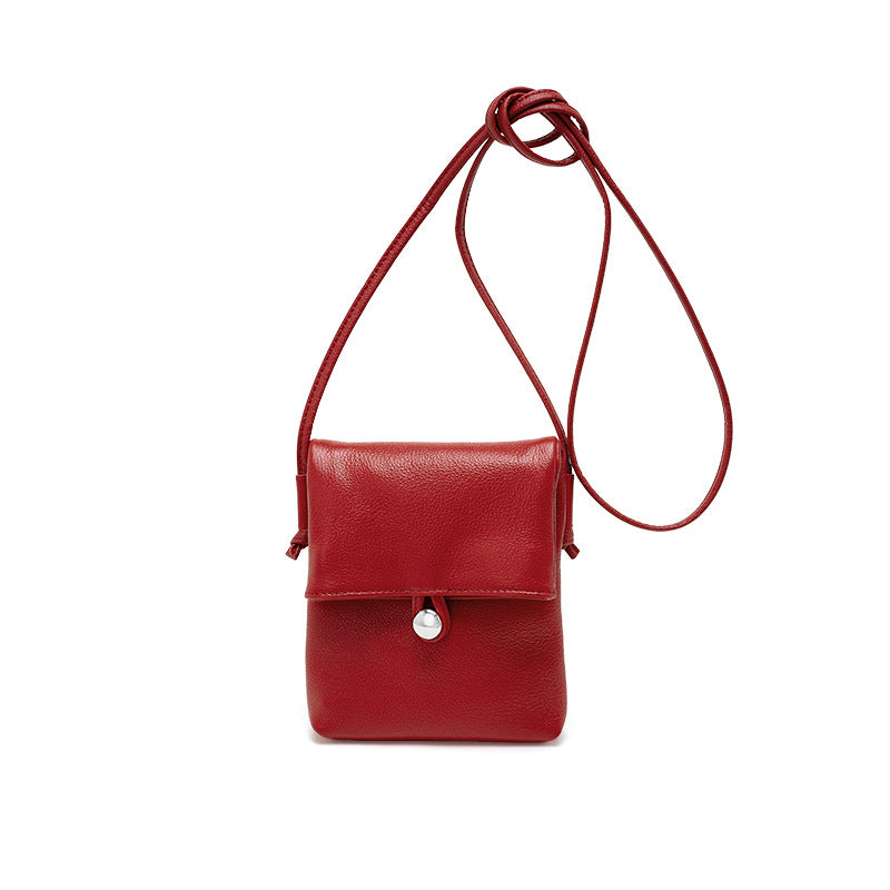 Women's Mini Fashion Vertical First Layer Cowhide Phone Bags