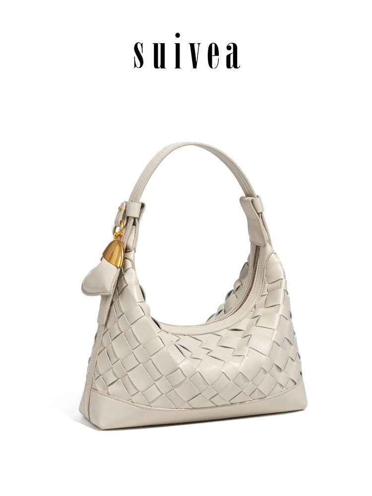 Korean Style Simple Woven Fashion Moon Bags