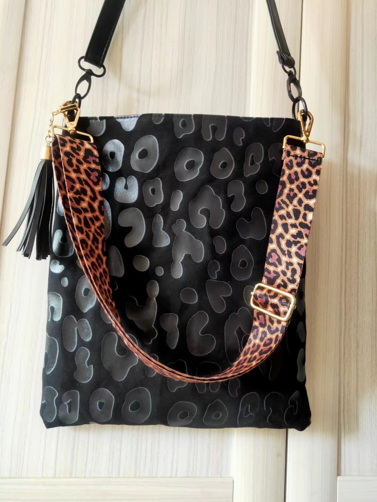 Glamorous Women's Plaid Leopard Strap Trendy Shoulder Bags