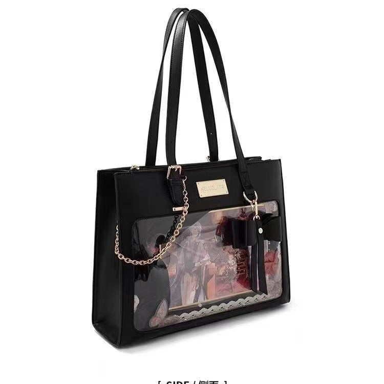 Bow Cartoon Large Capacity Versatile Transparent Tote Bag