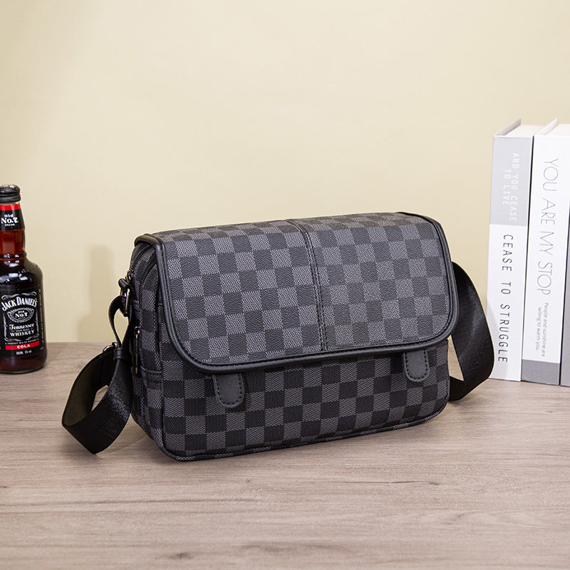 New Trendy Men's Storage Fashion Plaid Men's Messenger Bag