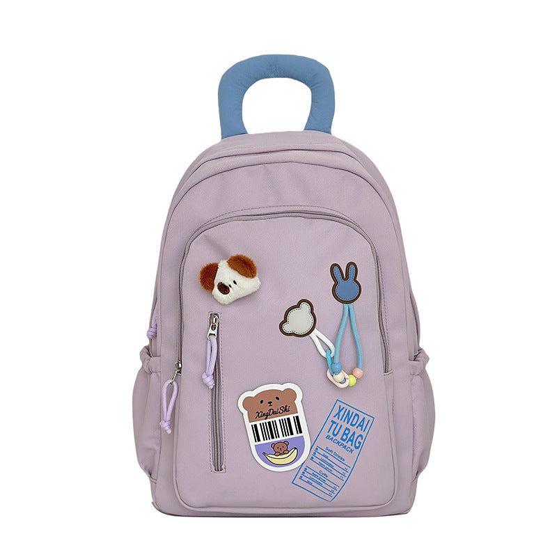 Style Good-looking Early Solid Color High College Western Leisure Backpack