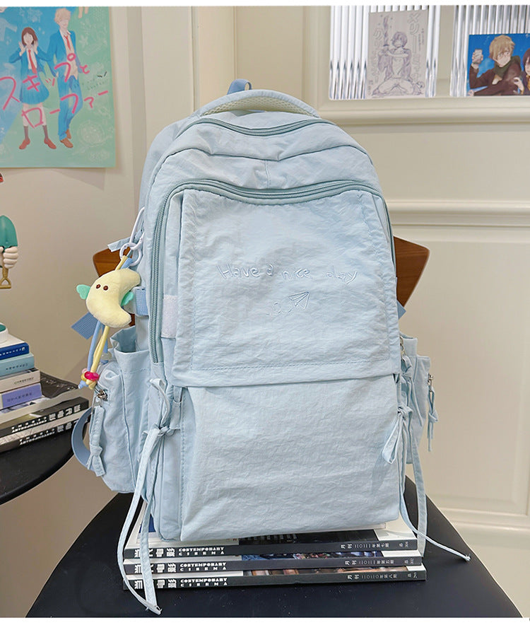 Style Lightweight Solid Color College Commuter Leisure Backpack