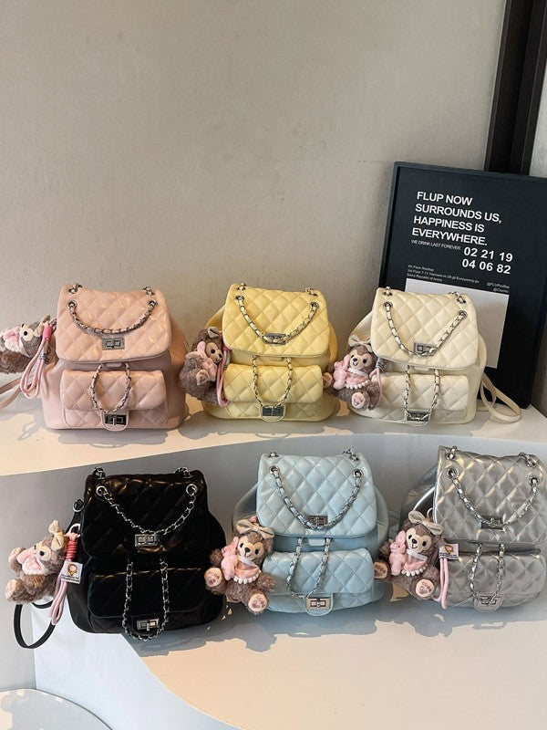 Women's Classic Style Rhombus Chain Trendy Niche Backpacks