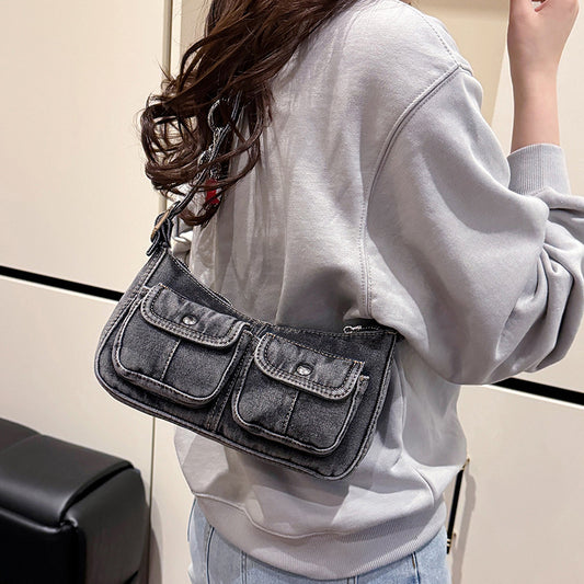 Distressed Denim Minority Fashion Female Hot Underarm Bag