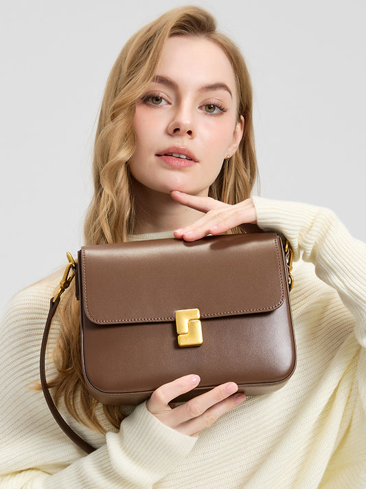 Women's Fashion Trendy For Cowhide Simple Commute Small Square Bags