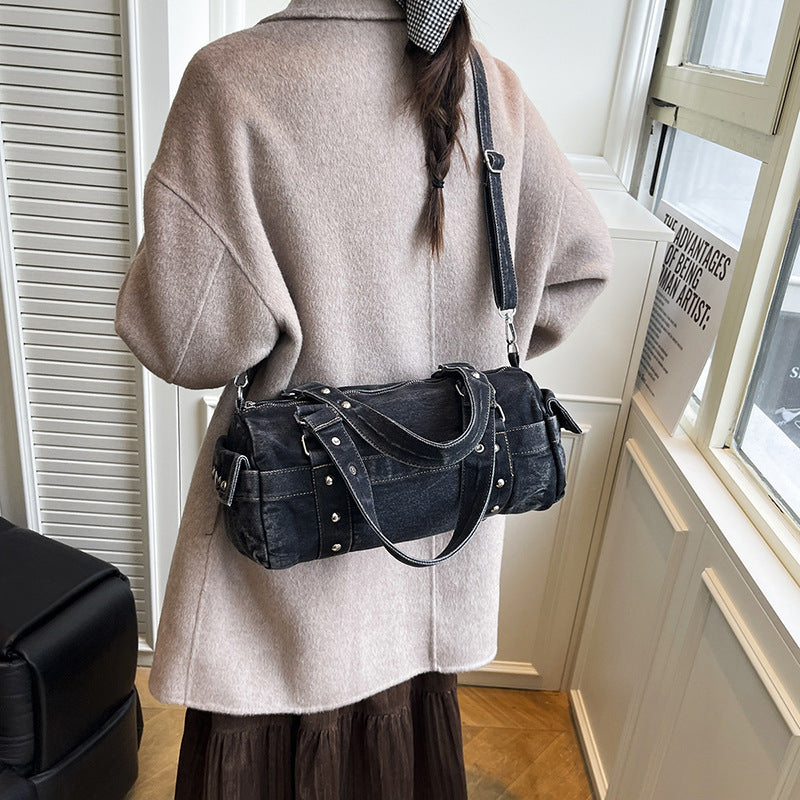 American Street Retro Style Denim Trendy Women's Messenger Bag
