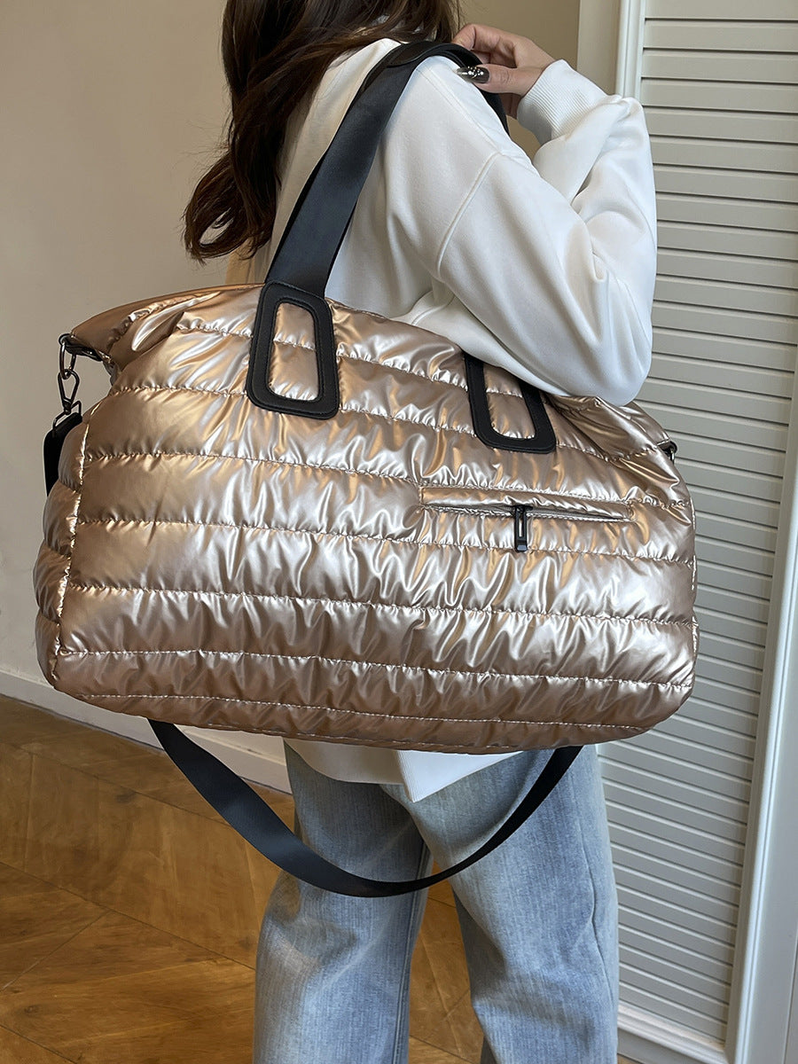 Women's Large Capacity Portable Glossy Space Cotton Women's Messenger Bag