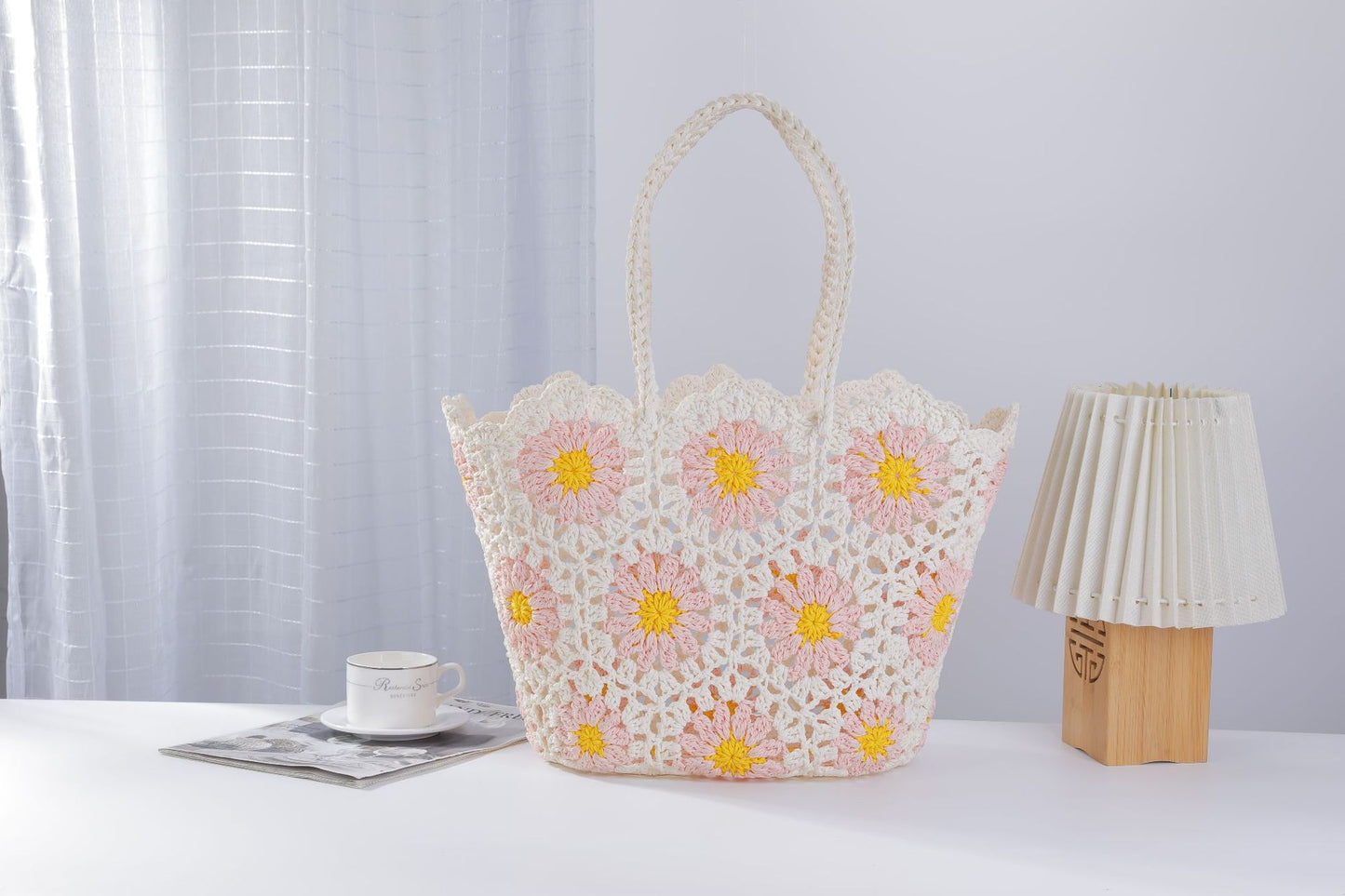 Women's Crocheted Handmade Hollow Pattern Woven Knitted Women's Shoulder Bag