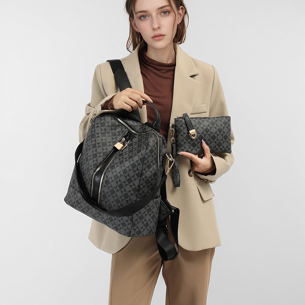 Slouchy Printed Large Capacity Chessboard Mummy Leisure Backpack
