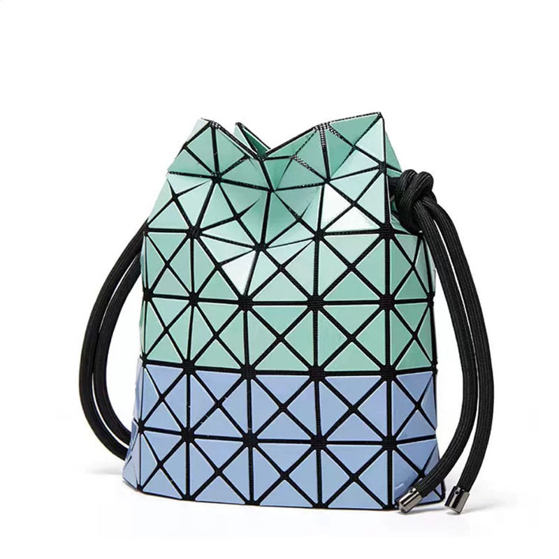 Women's House Drawstring Geometric Cutting Piece Type Large Bucket Bag