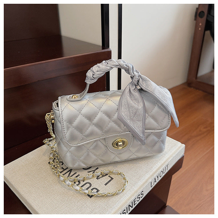 Women's Classic Style Sheepskin Rhombus Chain Portable One Women's Messenger Bag