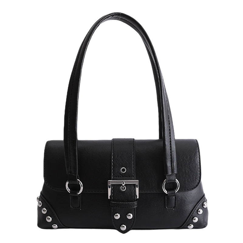 Niche Motorcycle Rivet Baguette Female Spring Fashion Large Capacity Daily Bags