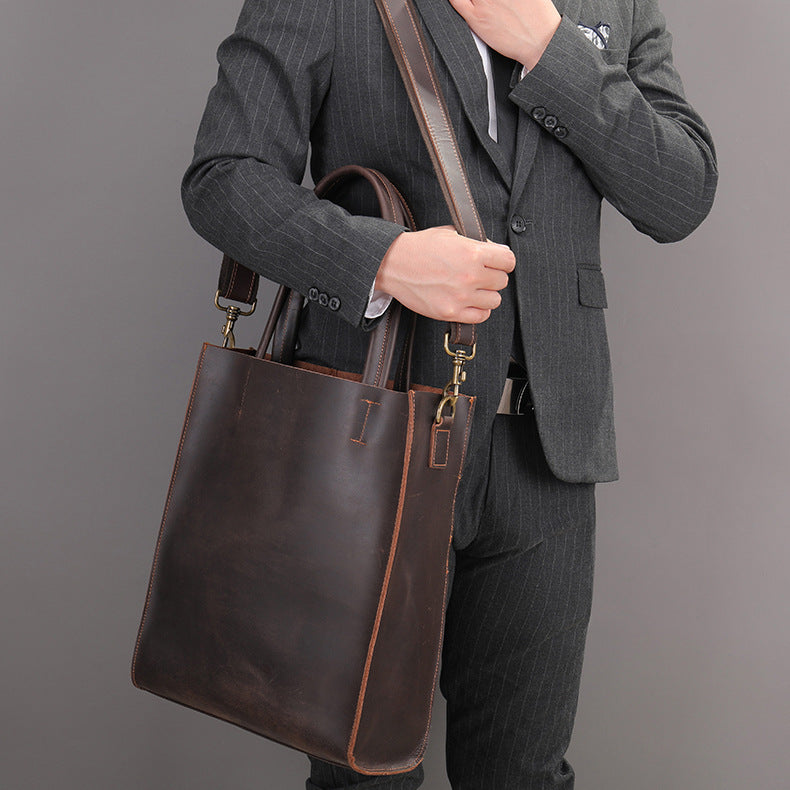 Men's Leather First Layer Cowhide Crazy Horse Men's Messenger Bag