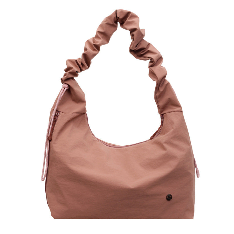 Women's Drawstring Design Solid Color Simple Large Capacity Women's Shoulder Bag