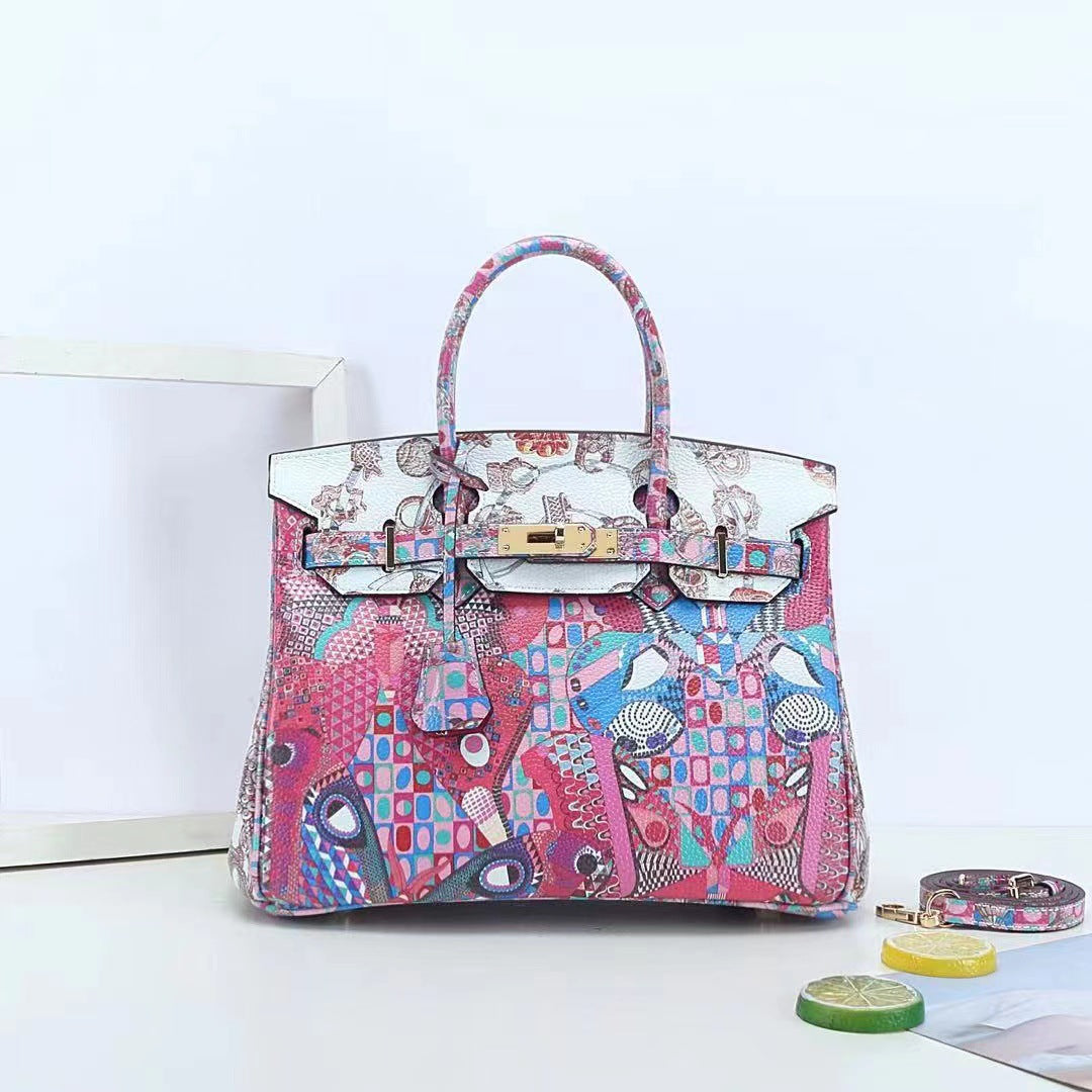 Women's Platinum Painted Top Layer Leather For Women's Handbag