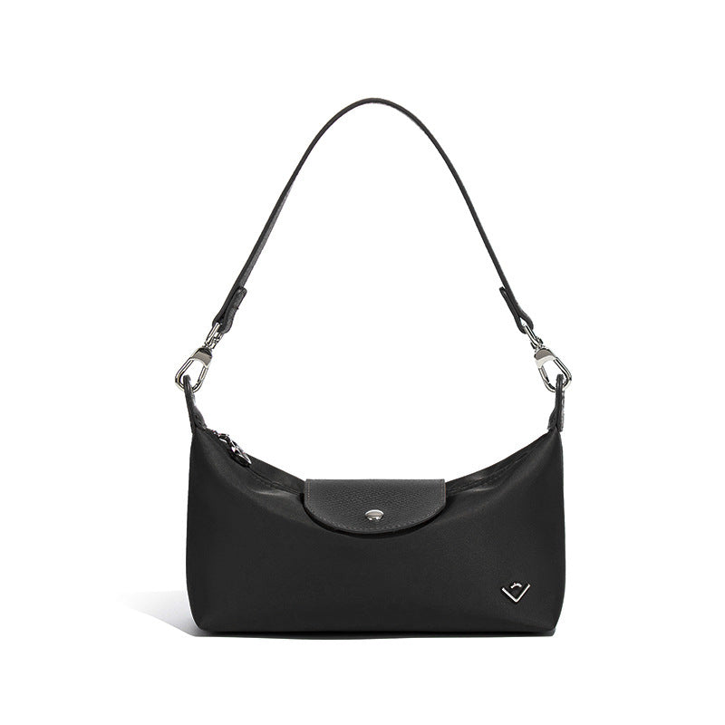 Women's Color Contrast Patchwork Nylon Flip Dumpling Lunch Underarm Bag